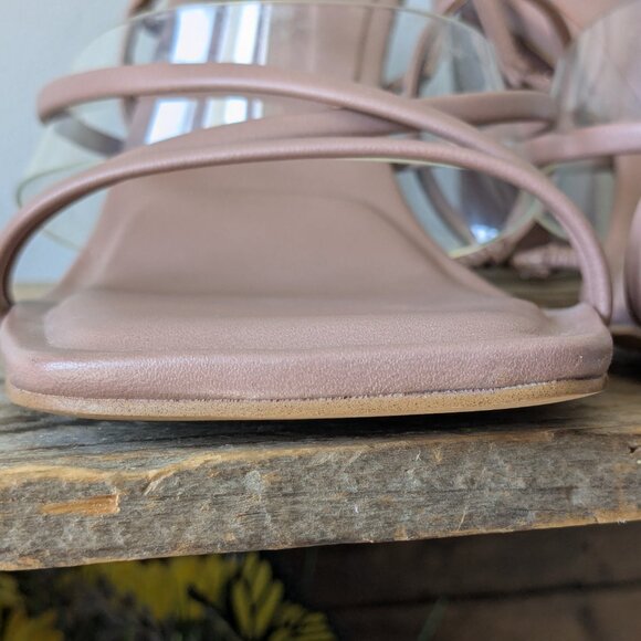 Size 9 Aldo Jennifer Dusty Rose Pink Strappy Heels square toe - Picture 9 of 9